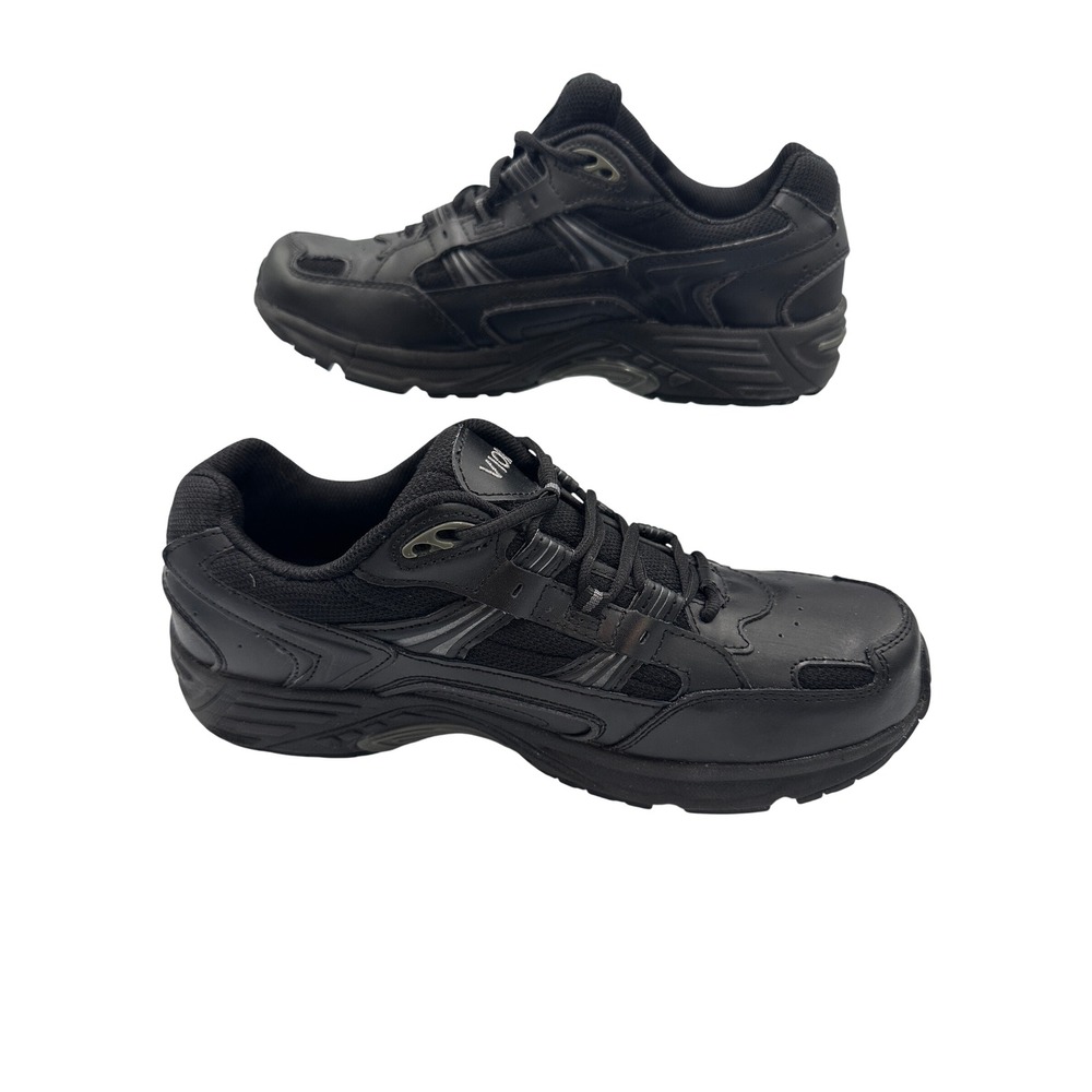 Vionic Walker Mens Black Leather Orthotic Walking Shoes Sneakers Size 11 Wide